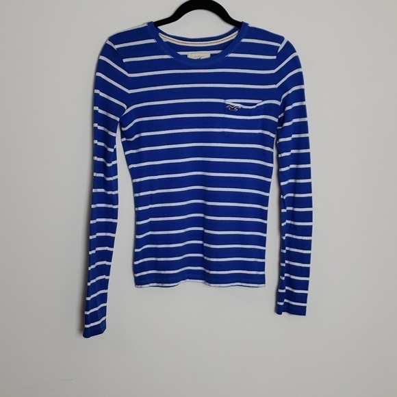 Hollister striped blue and white long sleeve top - Picture 1 of 5